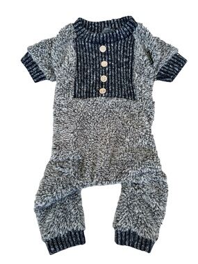 Like New! Dog Fuzzy Pajamas. “Fitwarm” Grey Pet Onesie for Thermal Warmth. Med.